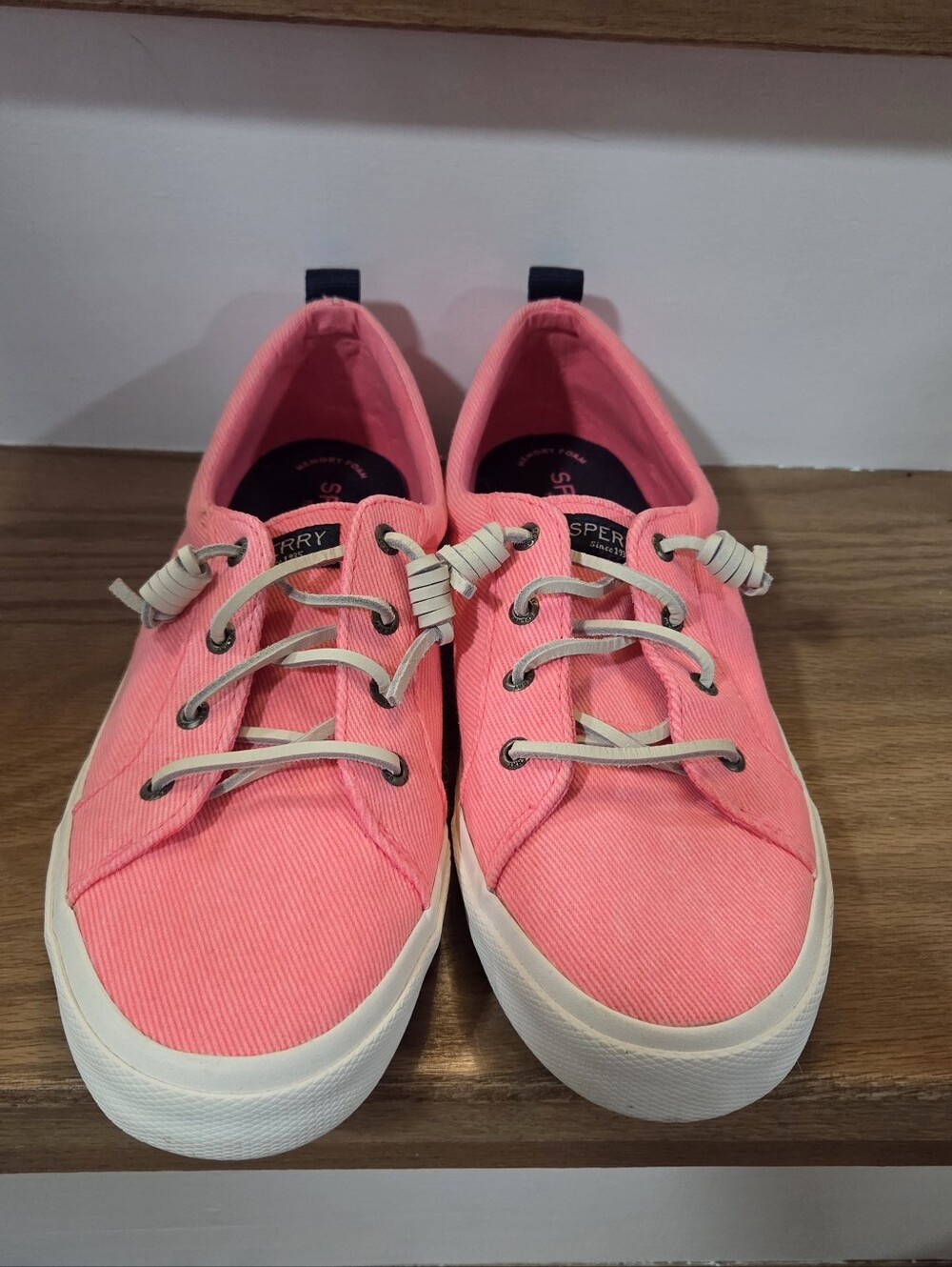 SPERRY Top-Sider Pier Wave Sneakers Shoes Pink Twill Size 9.5